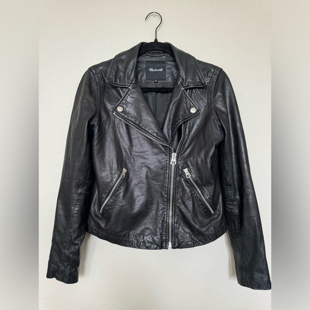 Madewell Washed Leather Moto Jacket - size S